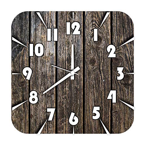 KARTIK Printed Designer Square Wooden Analog Wall Clock Without Glass for Home/Living Room/Bedroom/Kitchen and Office (Multicolor-6) - Image 1