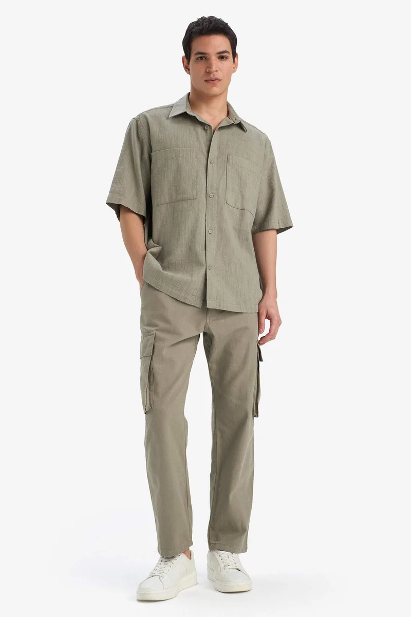 ديفاكتو Wide Leg With Cargo Pocket Linen Look Trousers