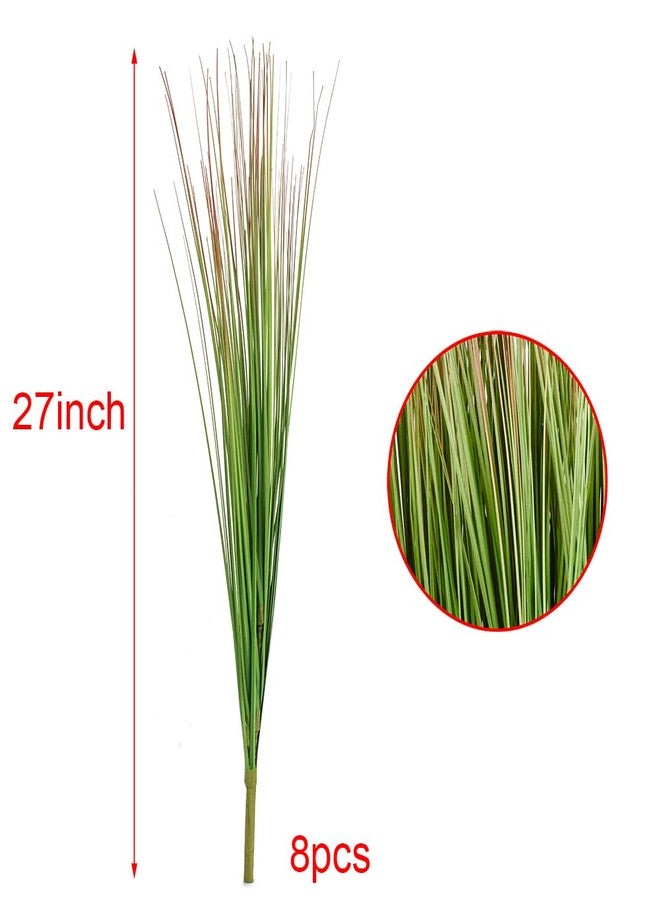Antspirit 8pcs 27" Outdoor Artificial Plants Faux Onion Grass Artificial Tall Grass Plants Outdoor Faux Fake Grass Greenery Fake Shrubs Plant (8, Green) - Image 3