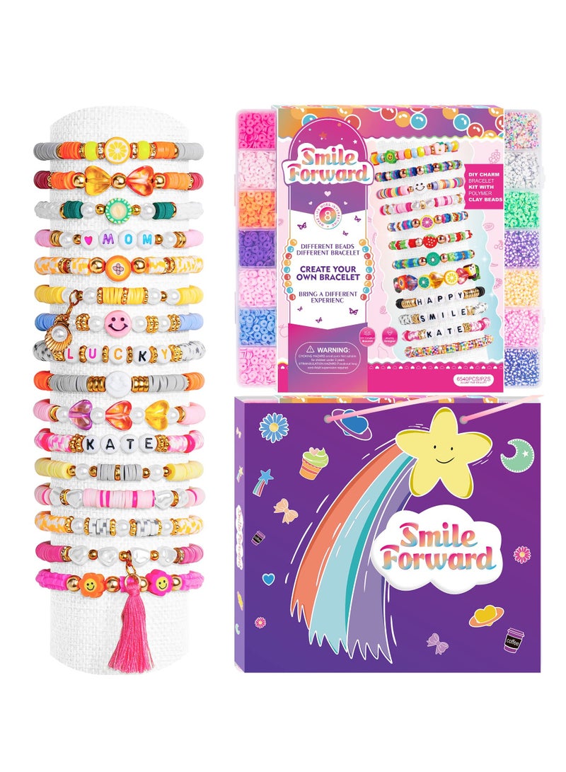SYOSI 6500 pcs Clay Beads Bracelet Making Kit for Jewelry Making with Polymer Clay Beads Pony Beads Letter for Bracelets Marking Jewelry Making Kit Arts Crafts Gifts for Girls - Image 1