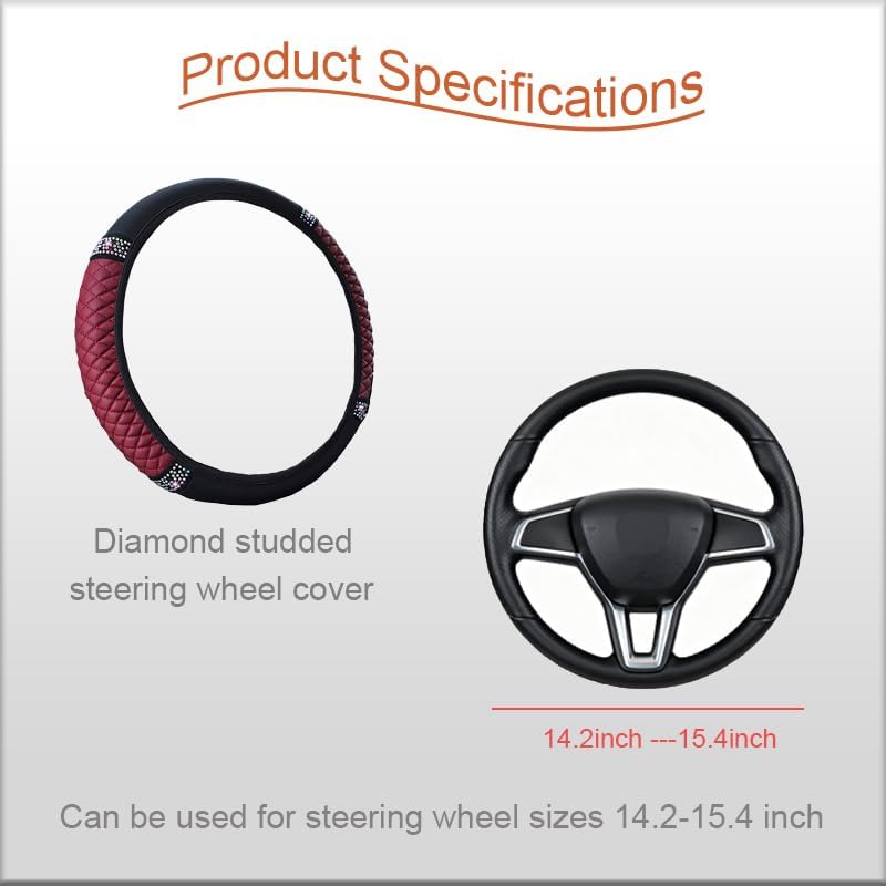 WLERIR Microfiber Leather Steering Wheel Cover with Anti-Slip Lining Universal Car Accessory for Steering Wheel with a Diameter of 14.5-15 inch (Black) - Image 1