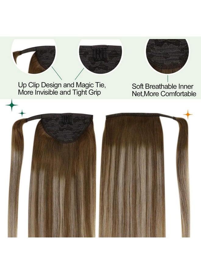 إيزي يوث وصلة ذيل حصان متدرجة من الشعر البشري البني، وصلة ذيل حصان حقيقية، Balayage، مزيج بني، مشبك أشقر كراميل في ذيل حصان، شعر بشري، ذيل حصان، وصلة شعر 18 بوصة 80 جرام - Image 4