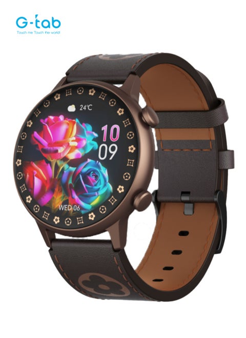 G-Tab GT9 Smartwatch for Women/1.01 Inches Amoled Display/With Extra Strap/Heart rate monitor/calorie monitor/blood oxygen monitor/voice assistance/support iOS & Android/ Water Resistance/220mah