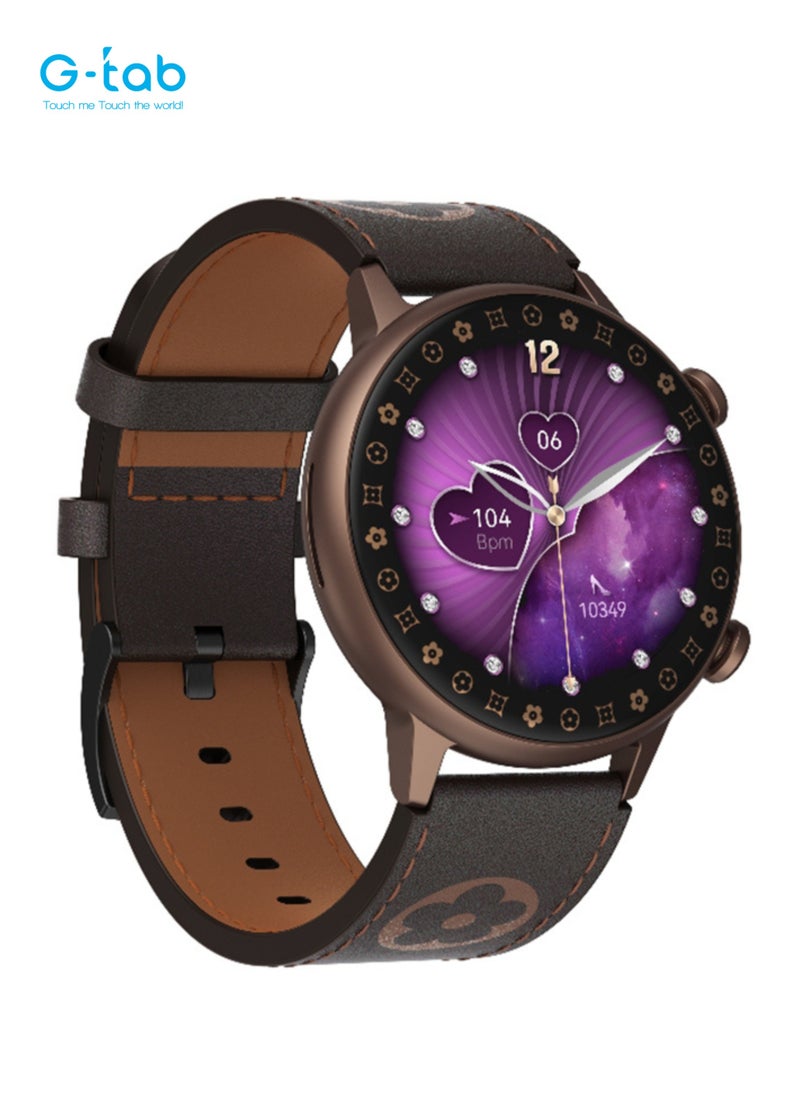 G-Tab GT9 Smartwatch for Women/1.01 Inches Amoled Display/With Extra Strap/Heart rate monitor/calorie monitor/blood oxygen monitor/voice assistance/support iOS & Android/ Water Resistance/220mah