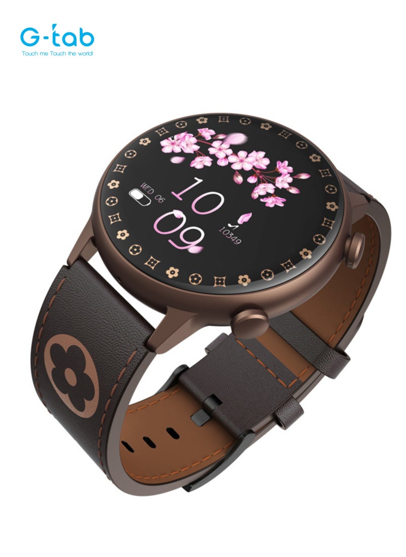 G-Tab GT9 Smartwatch for Women/1.01 Inches Amoled Display/With Extra Strap/Heart rate monitor/calorie monitor/blood oxygen monitor/voice assistance/support iOS & Android/ Water Resistance/220mah