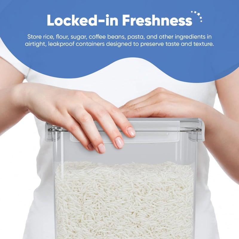 Chef's Path Extra Large Tall Airtight Food Storage Containers, Set of 4, Airtight Food Storage for Flour, Sugar, Rice, Includes Measuring Scoops, Pen, and Labels, 7qt, 220Oz, 6.5L, Transparent - Image 3