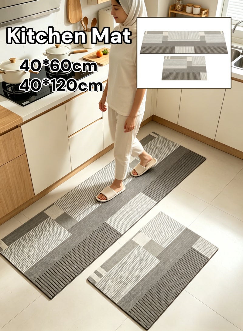 Aimayapet Kitchen Rugs Mats,40*60cm/40*120cm Diatom Mud Floor Mat, Non-Slip Waterproof Kitchen Rug, Geometric Pattern Quick Dry Kitchen Mat, Anti-Slip Carpet for Sink Laundry Super Absorbent Comfortable Entrance Doormat - Image 1