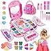 Topsolid Kids Makeup Kit With Mirror Real Washable Makeup Set for Girls 58 Princess Toys Cosmetic Set Christmas Birthday Gifts for 38 Year Old Girls - Image 3
