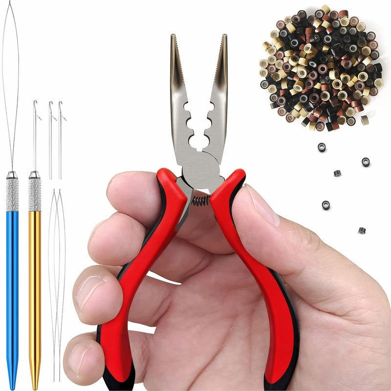 konovo konovo Microlinks Hair Extensions Kit, Professional Tools with Hair Extension Pliers, Bead Threader, Micro Links Silicone Rings Bead 400PCS