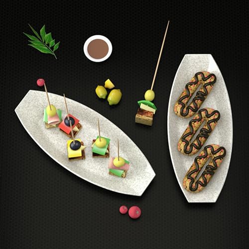 Castleite Oval Multi-Purpose Kitchen Serving Platter: Deluxe Melamine Crockery Set of 2 - Versatile Chip And Dip Tray For Snacks, Starters & Desserts (Orleans) - Image 1