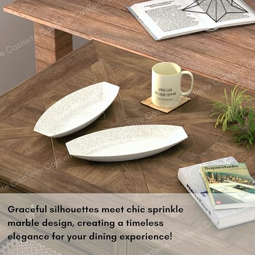 Castleite Oval Multi-Purpose Kitchen Serving Platter: Deluxe Melamine Crockery Set of 2 - Versatile Chip And Dip Tray For Snacks, Starters & Desserts (Orleans) - Image 5