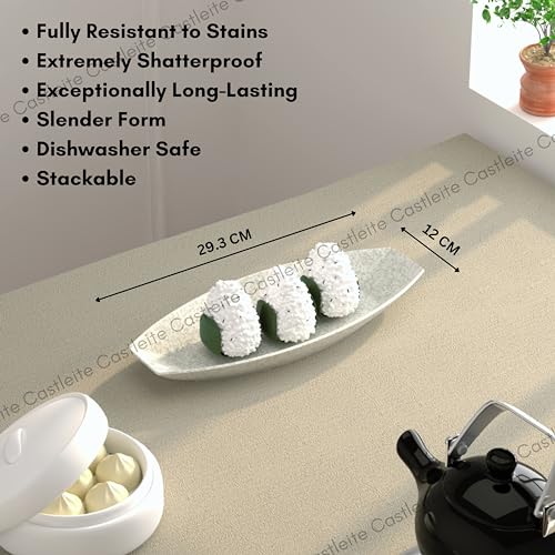 Castleite Oval Multi-Purpose Kitchen Serving Platter: Deluxe Melamine Crockery Set of 2 - Versatile Chip And Dip Tray For Snacks, Starters & Desserts (Orleans) - Image 4