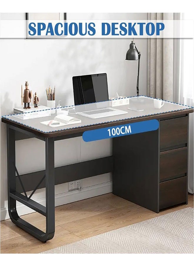 Computer Desk,Gaming Desk,Home Office Desk with Storage Cabinet,100 * 50 * 73CM Study Table with BookShelf,Work Writing Reading Desk,Executive Desk,Laptop PC Desk,Home Office Workstation(Chair not Included)