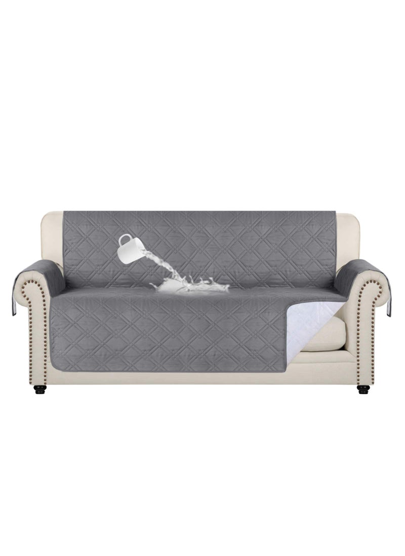 Flamingo P 100 Waterproof Sofa Cover for Living Room  Non Slip Furniture Protector for Dogs 3 Cushion Couch Seat Width Up to 68 Grey 