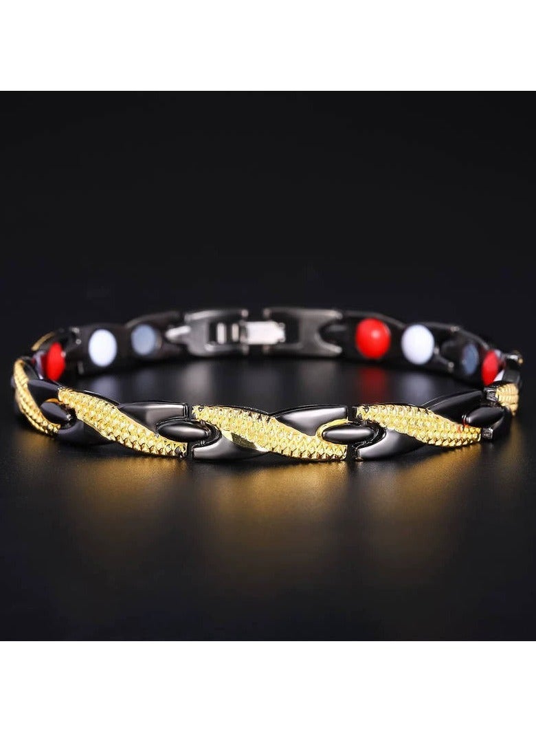 Chic Magnetic Dragon Textured Bracelet – Fashionable Geometric Detachable Cuff Bangle in Black & Gold, Multicolor Casual Wrist Jewelry Gift for Men, Father, Brother