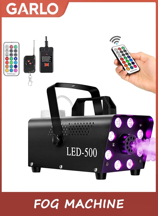 جارلو آلة الضباب ، آلة الدخان مع 8 أضواء LED ملونة تأثير ، الضباب مع التحكم عن بعد اللاسلكي ، آلة الضباب الداخلية في الهواء الطلق لهالوين ، الحفلة ، حفل الزفاف ، مرحلة دي جي - Image 1
