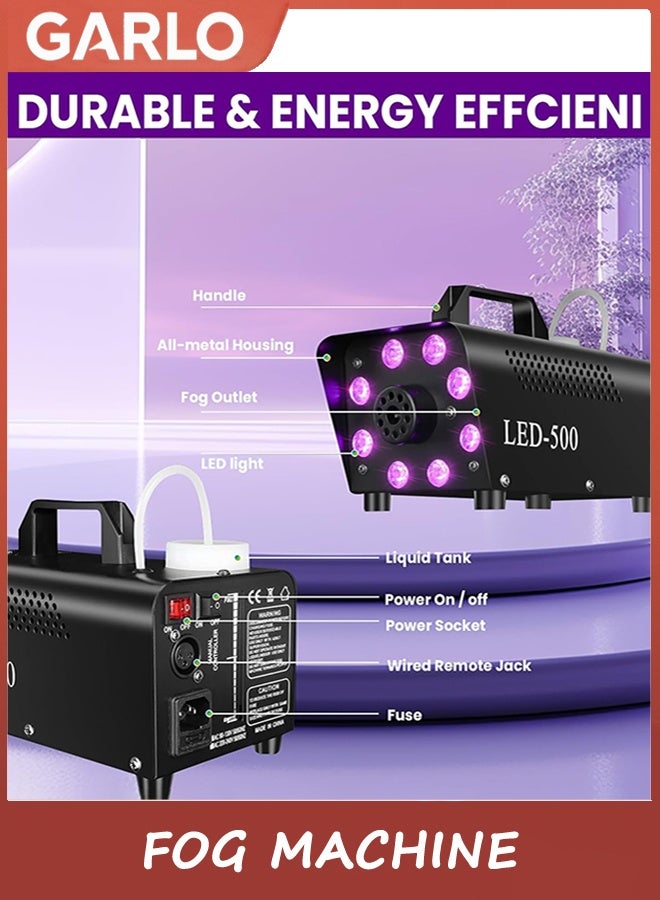 جارلو آلة الضباب ، آلة الدخان مع 8 أضواء LED ملونة تأثير ، الضباب مع التحكم عن بعد اللاسلكي ، آلة الضباب الداخلية في الهواء الطلق لهالوين ، الحفلة ، حفل الزفاف ، مرحلة دي جي - Image 2