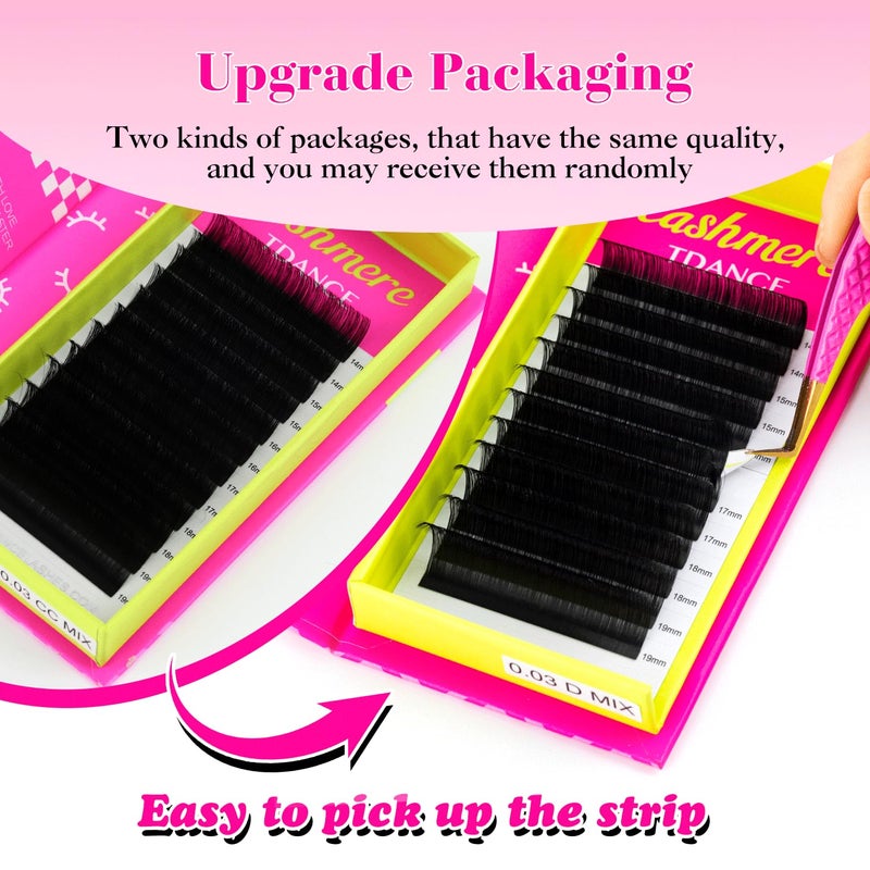 TDANCE Cashmere Lash Extensions Super Matte Black Classic Lash Extension 0.05mm Thickness CC Curl 14-19mm Volume Lash Extensions for Professional Salon Use Eyelash Extension(0.05-CC,14-19mm) - Image 3