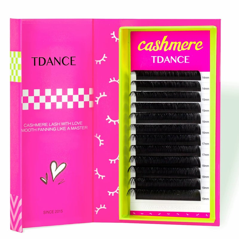 TDANCE Cashmere Lash Extensions Super Matte Black Classic Lash Extension 0.05mm Thickness CC Curl 14-19mm Volume Lash Extensions for Professional Salon Use Eyelash Extension(0.05-CC,14-19mm) - Image 1