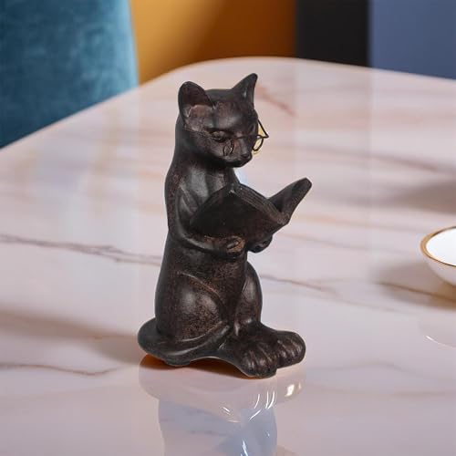 Young's Inc. Cat Figurine - Cute Cat Statue - Whimsical Cat Decor for Cat Lovers - Cat Collectibles and Meditation Decor - Cat with Eye Glasses - 4'' L X 3'' W X 5'' H - Image 5