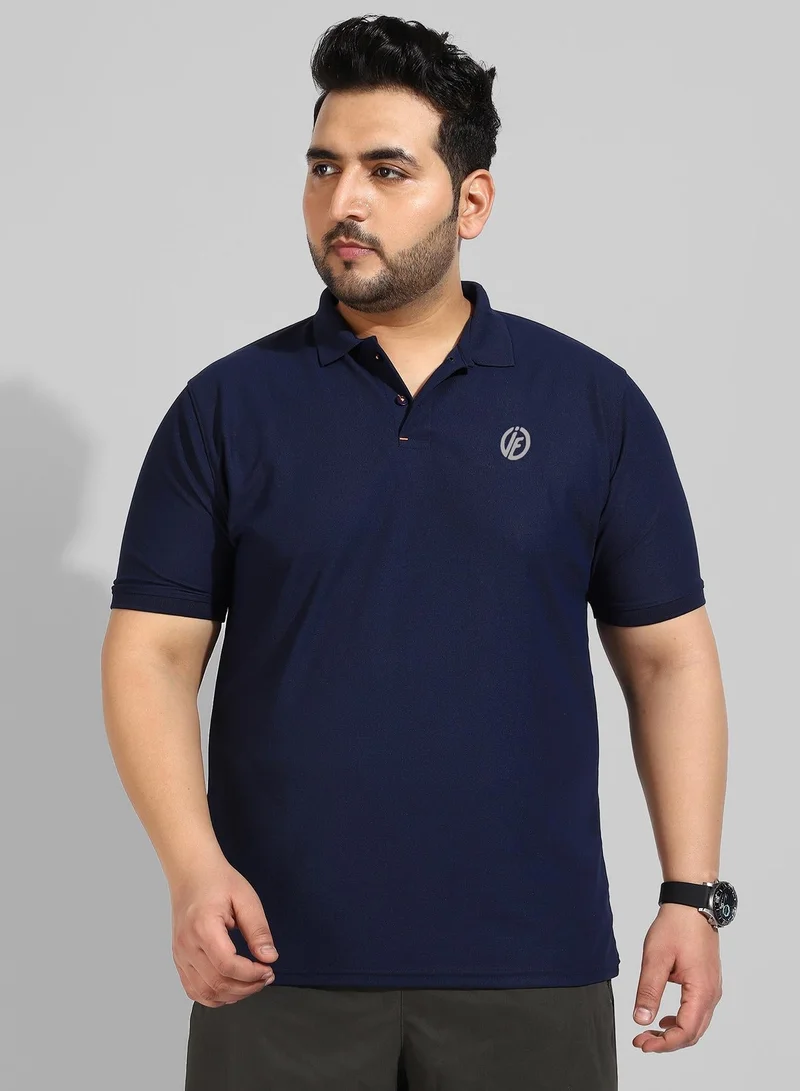 Instafab Plus Men's Solid Navy Blue Regular Fit Activewear T-Shirt