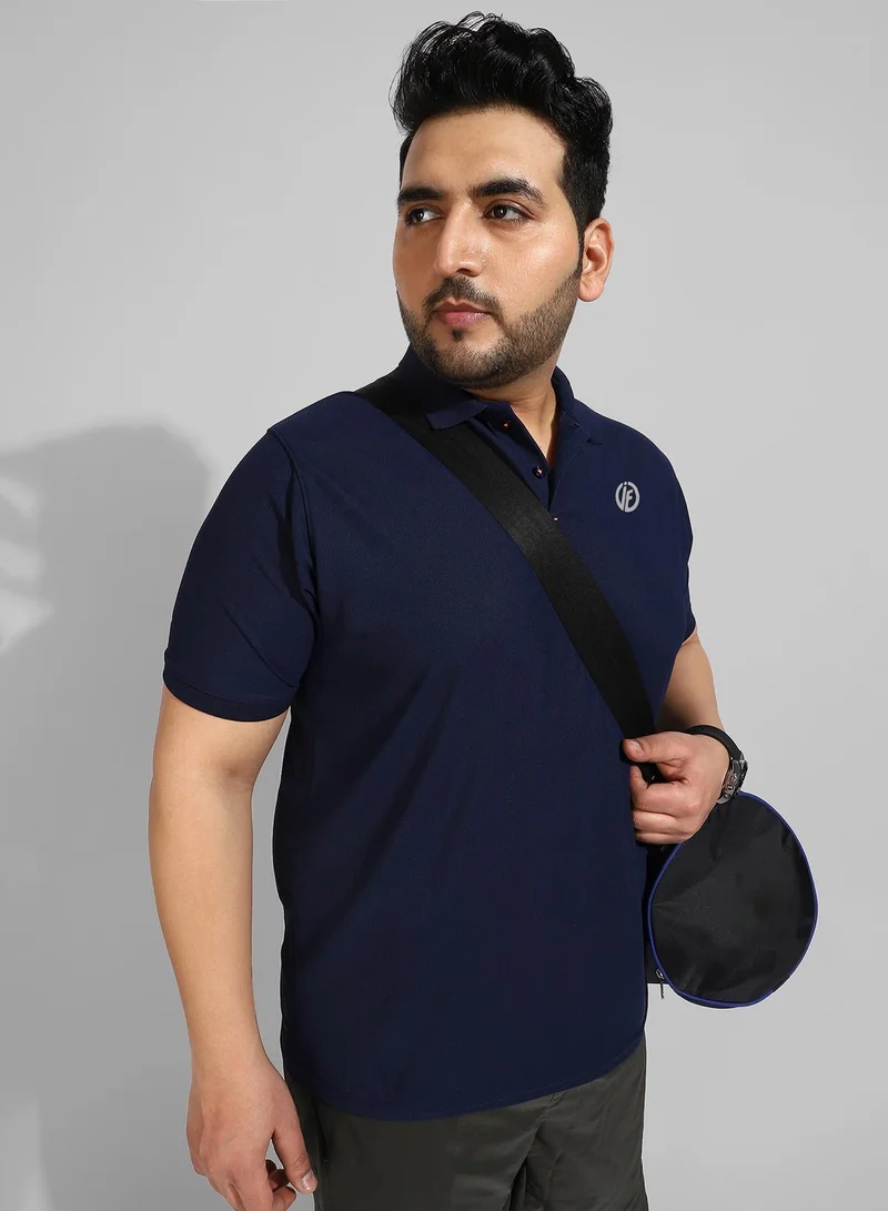Instafab Plus Men's Solid Navy Blue Regular Fit Activewear T-Shirt