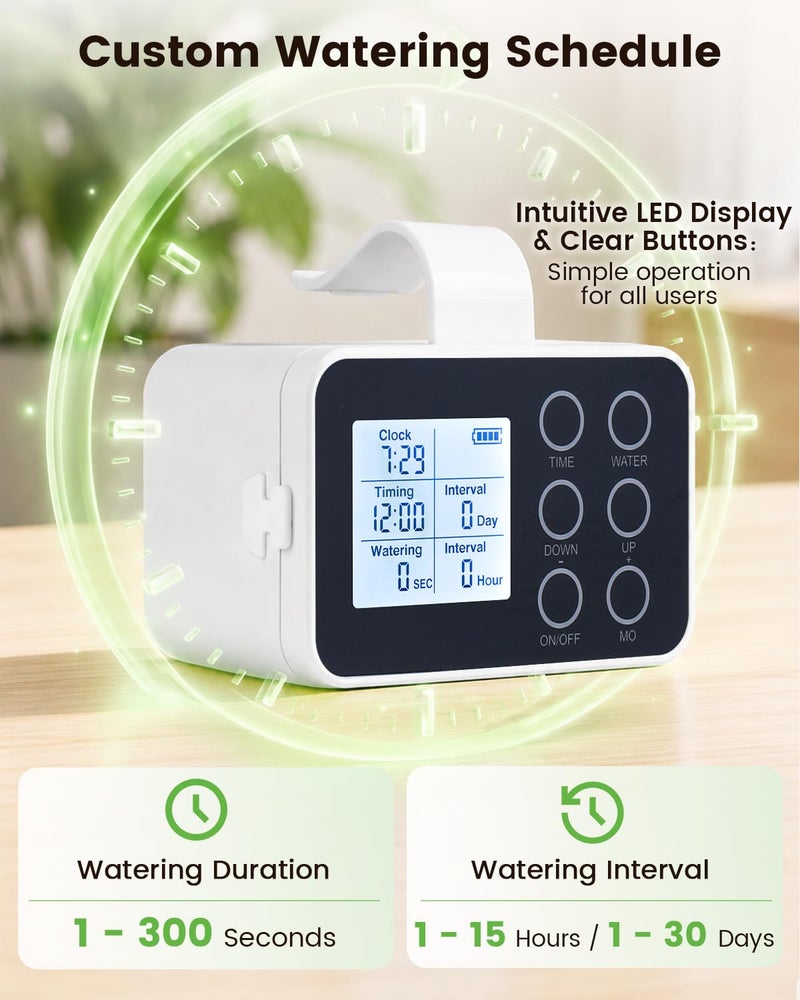 BAOSHISHAN Automatic Plant Waterer Indoor with Upgraded 2-in-1 Spray & Drip Emitter, Vacation Plant Watering Devices with Programmable Timer, Automatic Watering System for 15 Plants, Indoor Balcony Patio Office - Image 5