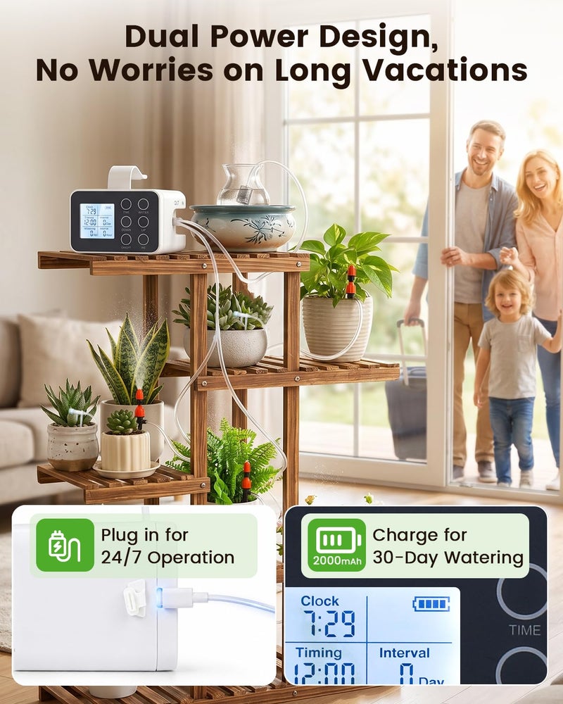 BAOSHISHAN Automatic Plant Waterer Indoor with Upgraded 2-in-1 Spray & Drip Emitter, Vacation Plant Watering Devices with Programmable Timer, Automatic Watering System for 15 Plants, Indoor Balcony Patio Office - Image 4