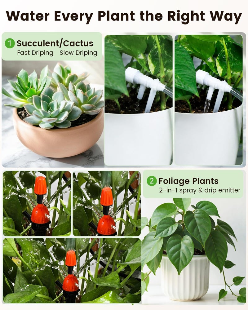 BAOSHISHAN Automatic Plant Waterer Indoor with Upgraded 2-in-1 Spray & Drip Emitter, Vacation Plant Watering Devices with Programmable Timer, Automatic Watering System for 15 Plants, Indoor Balcony Patio Office - Image 3