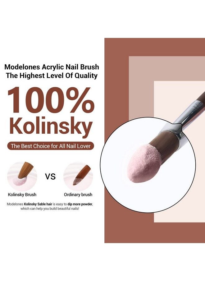 modelones 3Pcs Acrylic Nail Brush Set Size 81012 Kolinsky Acrylic Brushes For Acrylic Powder Application Nail Extension 3D Nail Carving Round Shaped Nail Art Brushes With Wooden Handle  - Image 3