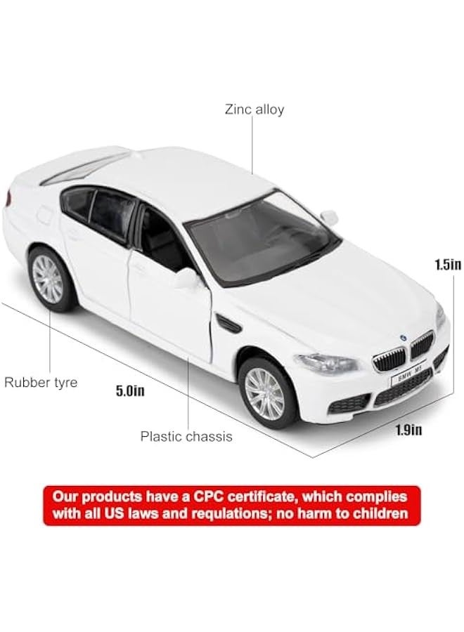 Die-Casting Alloy Toy Car, 1/36 Scale BMW M5 Model Car, Toy Car with Pull Back Function, Suitable for Collecting Decorative Model Toys, Car Gift for Boys and Girls (White) - Image 1