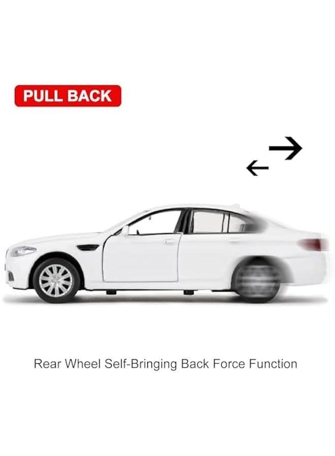 Die-Casting Alloy Toy Car, 1/36 Scale BMW M5 Model Car, Toy Car with Pull Back Function, Suitable for Collecting Decorative Model Toys, Car Gift for Boys and Girls (White) - Image 2