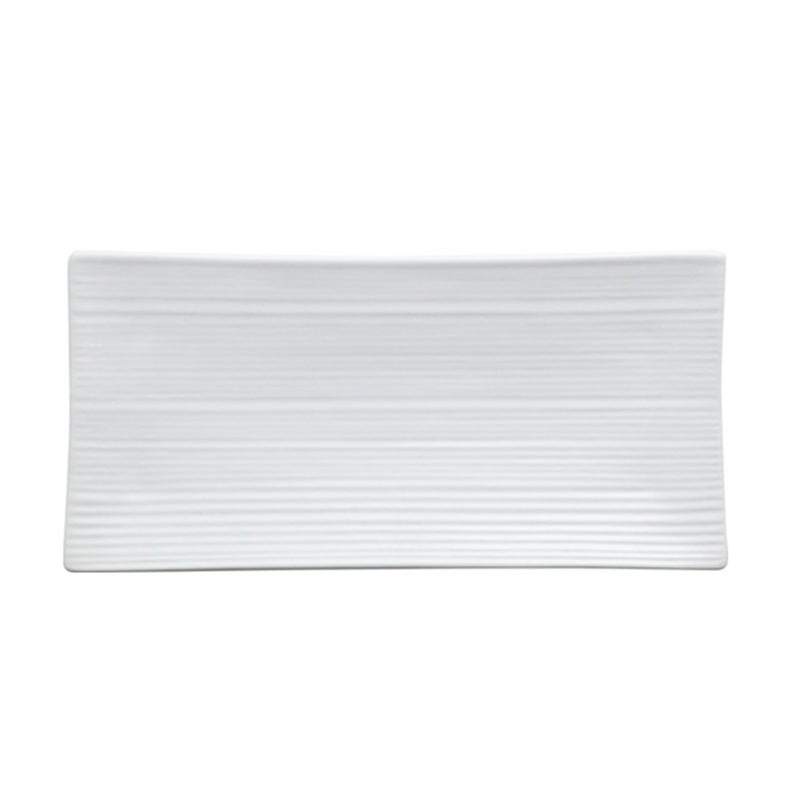 2pcs Rectangular Ceramic Loaf Pan for Steak and Sushi Western Food Dishes Bread Loaf Pan Steak Pan (10inch Striola, White) - Image 2
