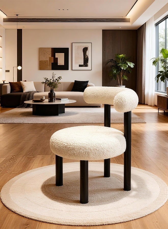 شاربدو كرسي مكياج لغرفة النوم، كرسي تزيين، مقعد تزيين من جلد الخراف لغرفة النوم الرئيسية 42*50*72 سم - Image 1