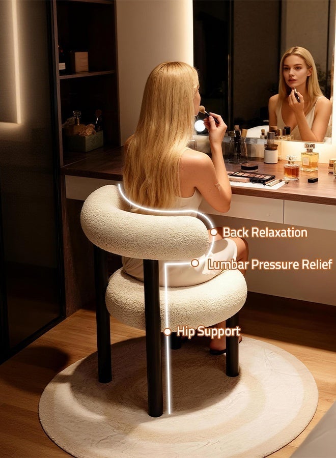 شاربدو كرسي مكياج لغرفة النوم، كرسي تزيين، مقعد تزيين من جلد الخراف لغرفة النوم الرئيسية 42*50*72 سم - Image 2