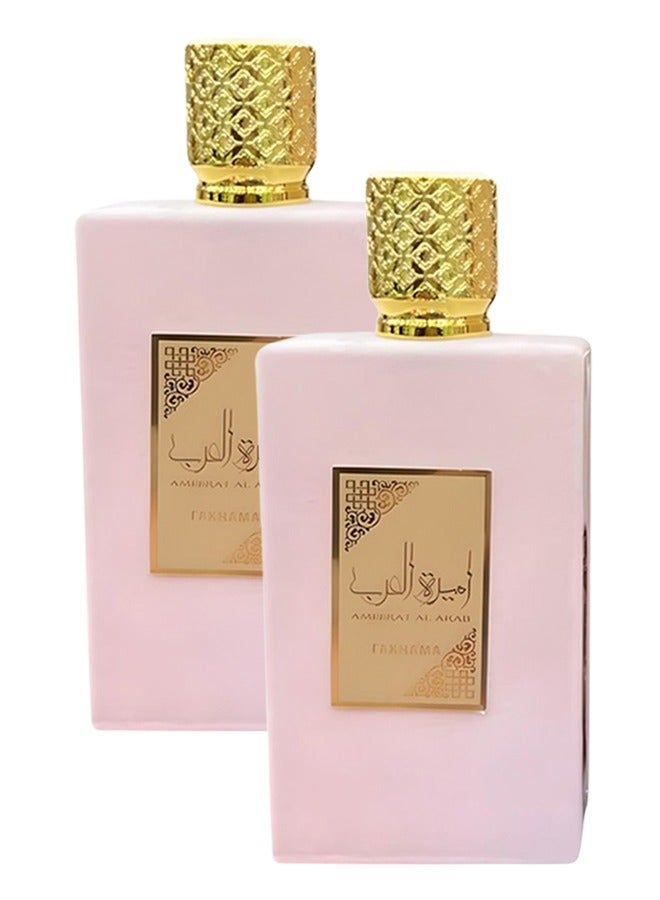 FAKHAMA 2 Pieces Ameerat Al Arab Pink Perfume For Women 100ml EDP - Image 1