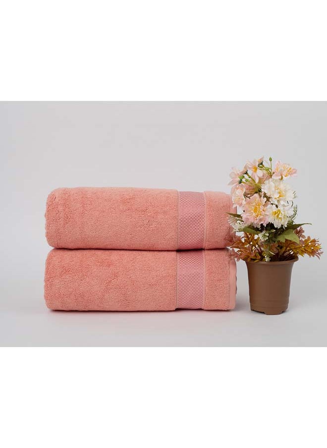 White Rose فاخر - 600 GSM - 100% قطن تيري - 2 منشفة حمام 70x140 سم - لمسة مميزة - سريعة الجفاف - امتصاص Super - خوخ  - Image 1