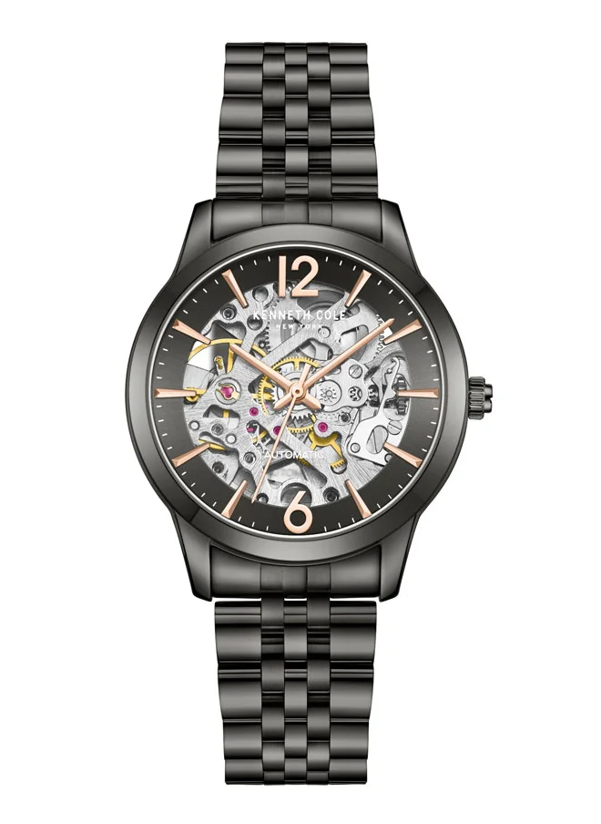 كينيث كول نيو يورك Kenneth Cole New York 36mm Automatic Women's Watch with Gunmetal Dial & Gunmetal Stainless Steel Bracelet