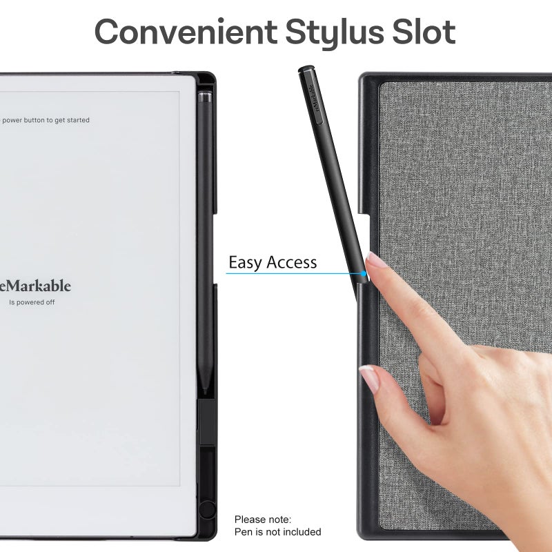 CoBak Case for Remarkable 2 Paper Tablet - Lightweight and Hard Back Shell Protective Book Folio Cover with Built-in Pen Holder - for 10.3" 2020 Released (Gray) - Image 3