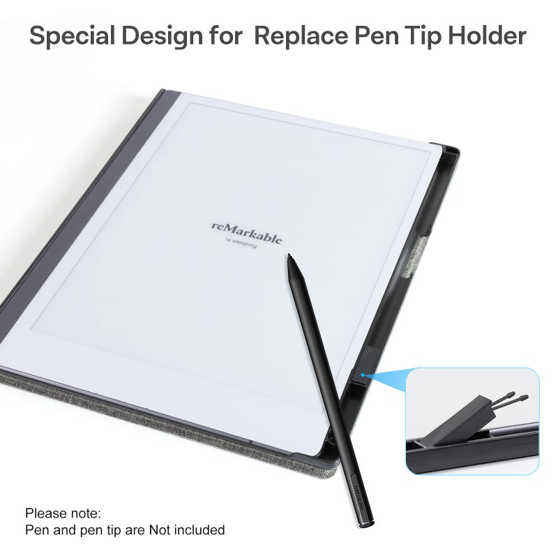 CoBak Case for Remarkable 2 Paper Tablet - Lightweight and Hard Back Shell Protective Book Folio Cover with Built-in Pen Holder - for 10.3" 2020 Released (Gray) - Image 4