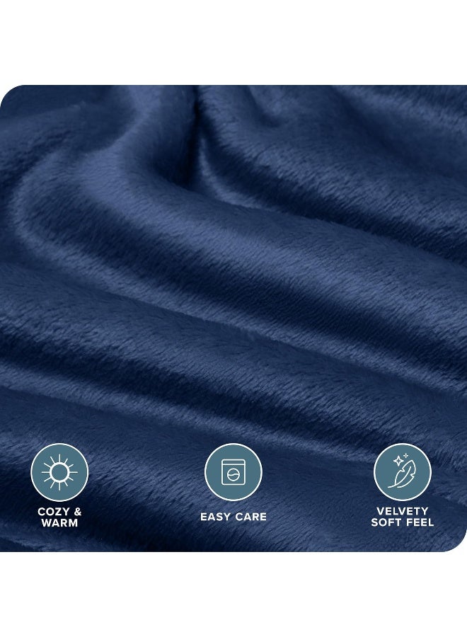 Bare Home Bare Home Microplush Fleece Sheet Set, Deluxe Microplush Non-Pilling Fleece Bed Sheets, Deep Pocket, Extra Soft Velvety Bedding Set, Microplush Fleece Bed Set (Queen, Dark Blue)  - Image 2