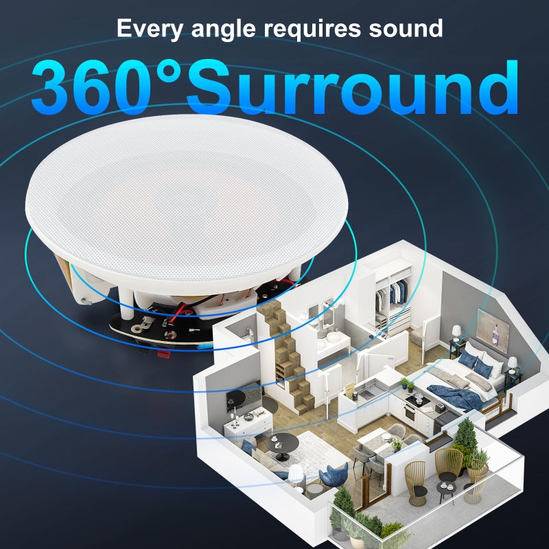 STUDIOFINIX 6.5 Inch Ceiling Speakers 600 Watts Flush Mount, Great for Home Theater, Living Room, Office,Kichten,Study Room,Basement,Covered Patio and Flush Mount(4 Speakers) - Image 3