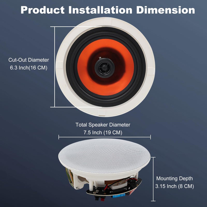 STUDIOFINIX 6.5 Inch Ceiling Speakers 600 Watts Flush Mount, Great for Home Theater, Living Room, Office,Kichten,Study Room,Basement,Covered Patio and Flush Mount(4 Speakers) - Image 5