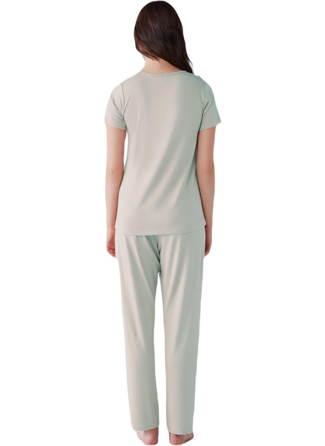 NAUTICA Women's Soft Textured Mint Pajama Set  - Image 2