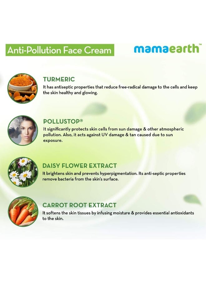 Mamaearth Anti-Pollution Daily Face Cream For Dry And Oily Skin With Turmeric And Pollustop 80 Ml  - Image 3