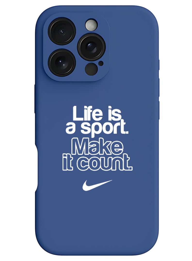 Theodor حافظة آيفون 16 برو ماكس زرقاء رقيقة واقية من السليكون السائل مع حماية كاملة للجسم ضد الخدوش وصدمات للحماية لآيفون - الحياة رياضة - Image 1