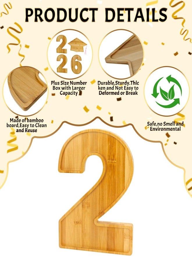 Yigney 4 Pcs 2026 Graduation Charcuterie Board Bamboo Cap - Graduation Food Trays for Class of 2026 Congrats Grad Party Supplies for Chocolate Candy Snack Party Supplies - Image 2