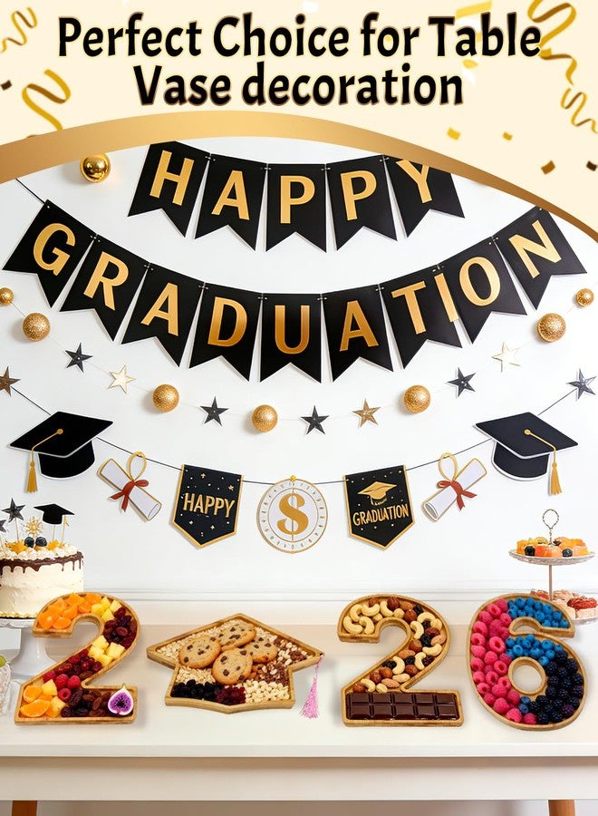 Yigney 4 Pcs 2026 Graduation Charcuterie Board Bamboo Cap - Graduation Food Trays for Class of 2026 Congrats Grad Party Supplies for Chocolate Candy Snack Party Supplies - Image 4