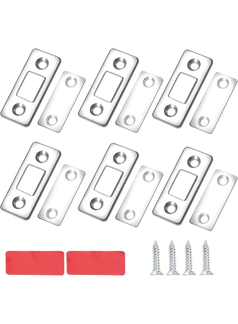 قفل باب مغناطيسي مستورد، عبوة من 6 قطع، مغناطيسات خزائن رفيعة للغاية، قفل مغناطيسي لأبواب الخزائن مصنوع من الفولاذ المقاوم للصدأ، مغناطيسات لاصقة لأبواب الخزائن، مناسب للمطبخ، خزانة الملابس، الأدراج، مزلاج مغناطيسي للخزائن - Image 1