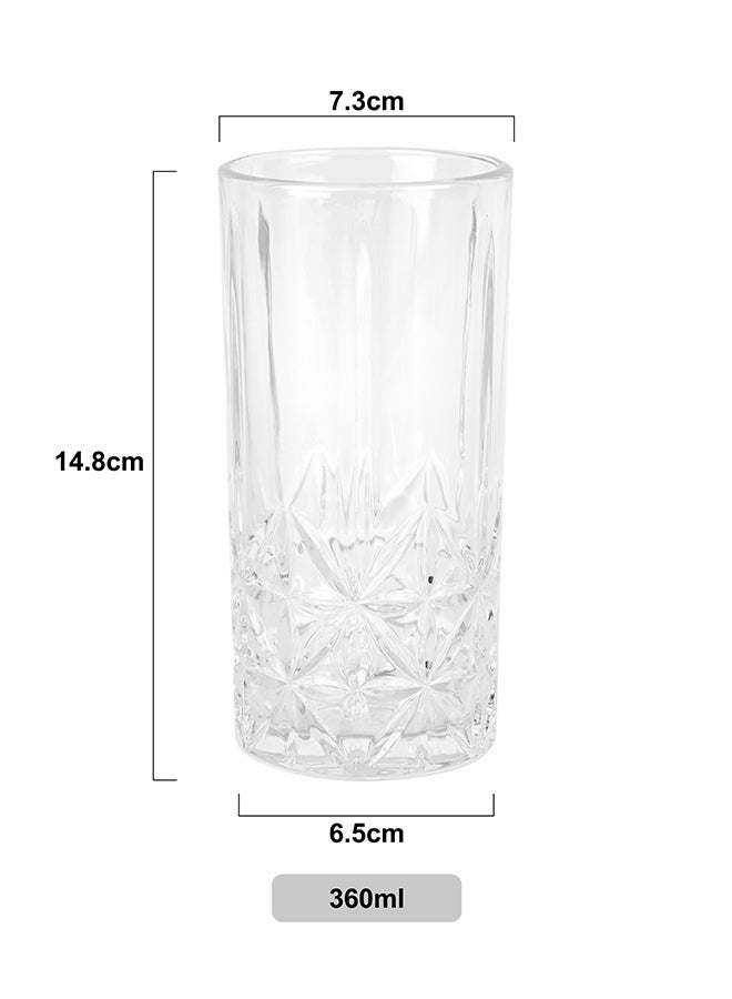 Ollieroo كؤوس عالية بنقش بارز، مجموعة من 6 كؤوس شرب، 360 مل كؤوس شرب متينة للمشروبات، الماء، العصير، البيرة، النبيذ - مجموعة زجاجيات خاصة، آمنة للغسالة - Image 4